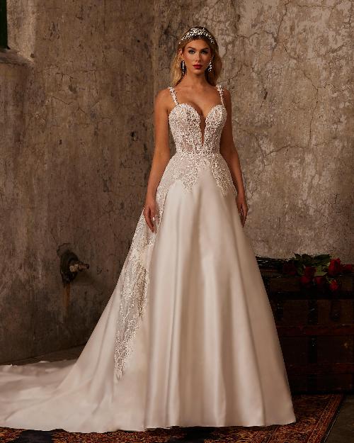 122241 lace and satin wedding dress with pockets and ball gown silhouette1